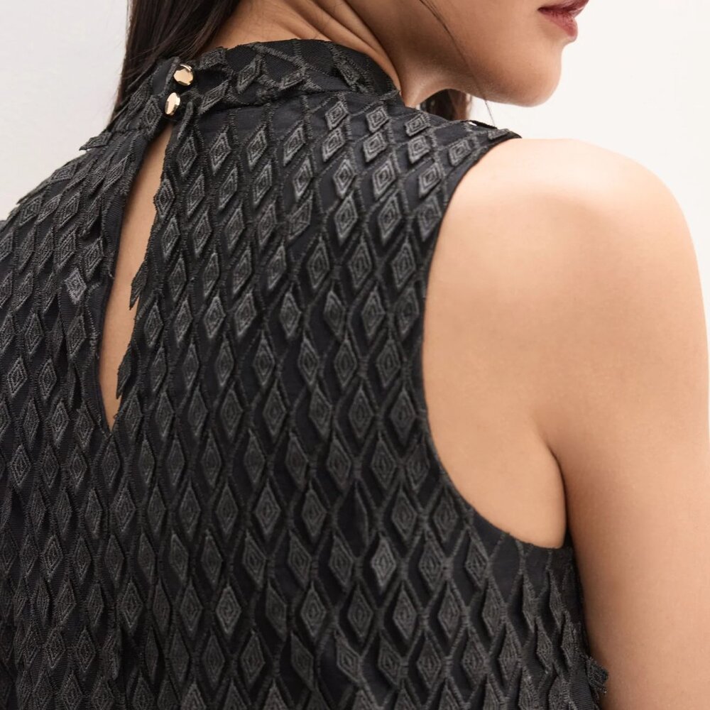 Textured Lace Overlay Dress